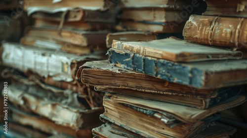 A stack of old books made of hardwood, like from a tree trunk