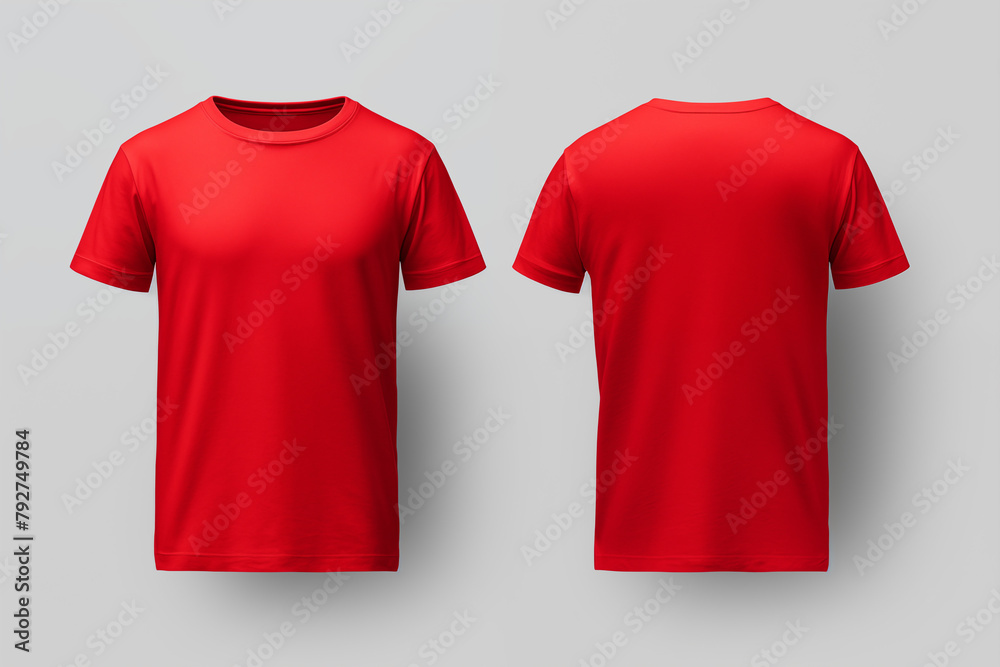 Red t-shirts with copy space front and back view Crew Neck T-Shirt for mockup