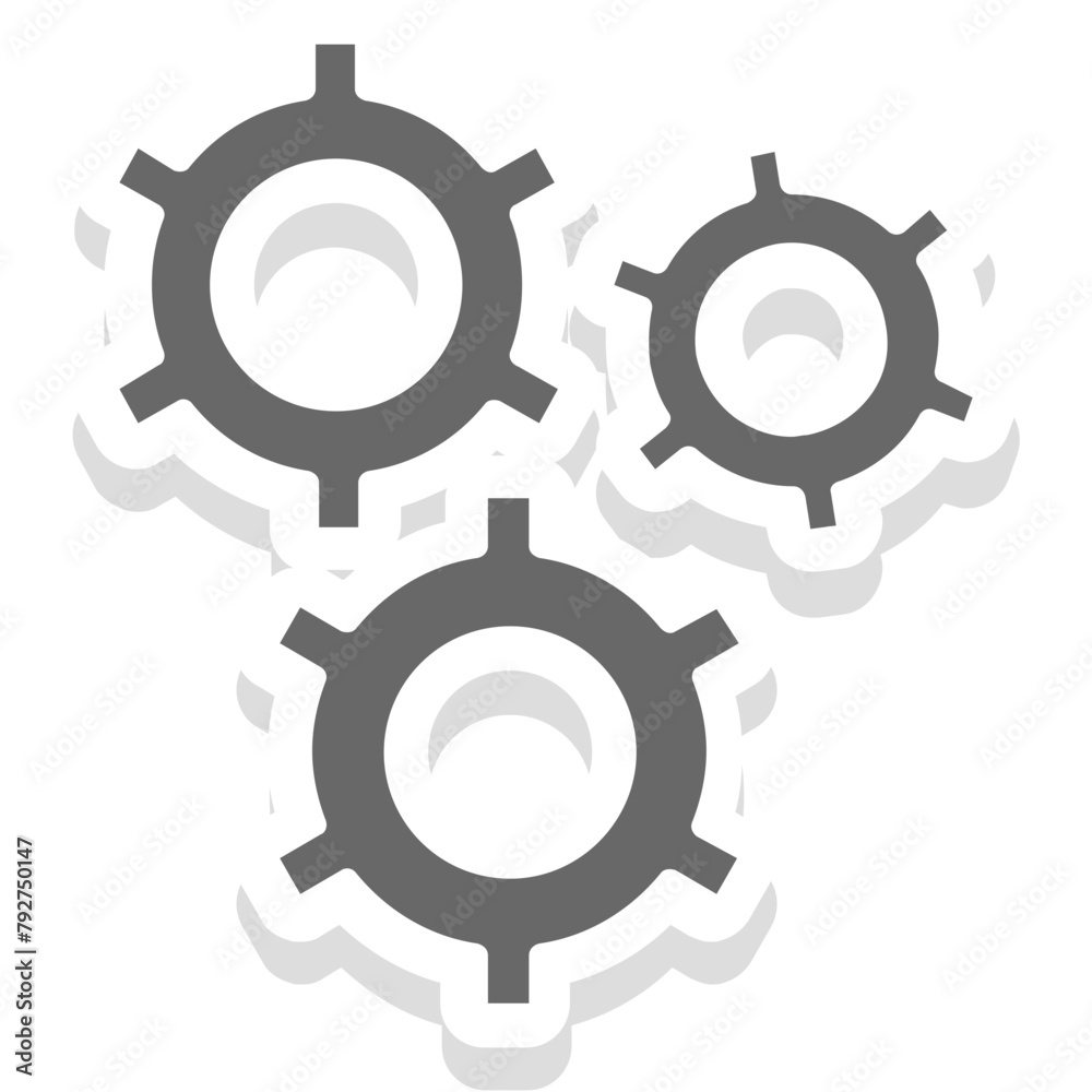 Gears Icon in Sticker Style Gears Icon in Sticker Style