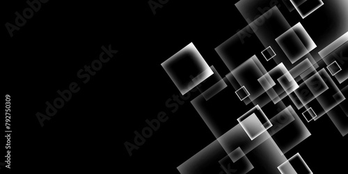 Black and white geometric square line elements graphic design background