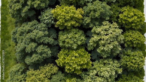 Top-down view of Plinia Cauliflora and Viburnum Dentatum trees isolated on a white background Generative AI