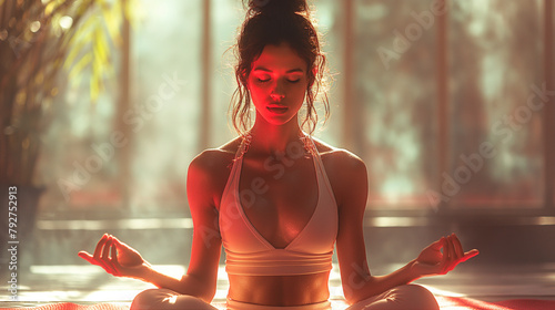 2. Yoga Retreat: In a serene yoga studio flooded with natural light, a beautiful girl dons form-fitting sportswear that accentuates her toned physique as she flows through a series photo