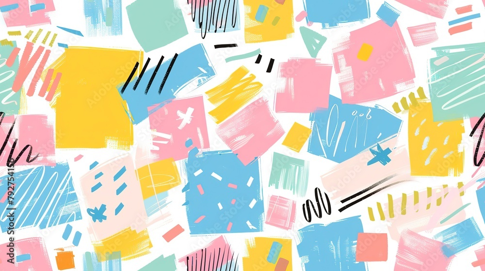 Obraz premium minimal pastel colored seamless geometric pattern with grungy artistic design, Generative Ai