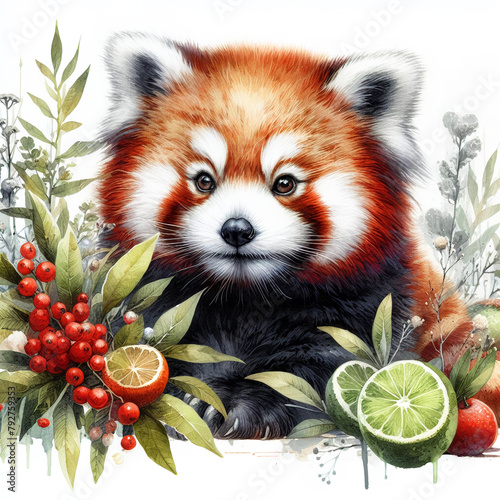 흰 배경, 레서판다 (White background, Red panda) photo