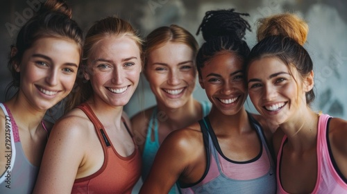 A group of women are smiling and posing for a picture