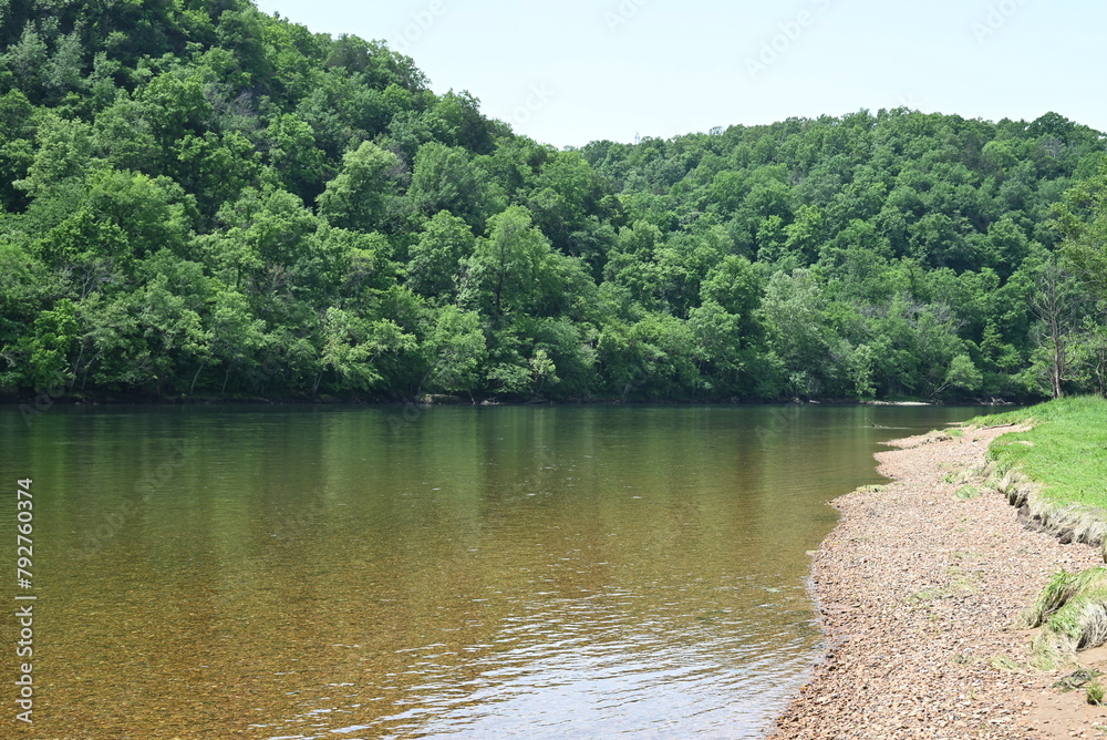 River bank in Ozark mountains in Arkansas