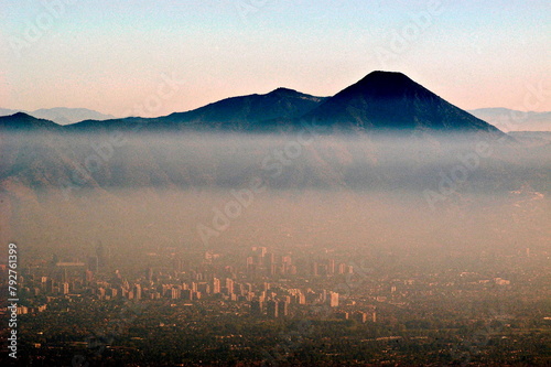 Air pollution, chile. Santiago de chile. photo