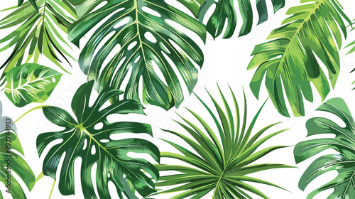Tropical leaves. Abstract vector seamless pattern vector