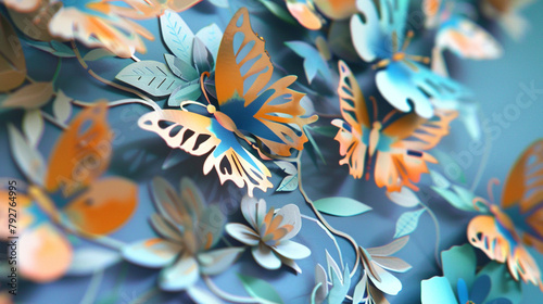 Delicate paper cutouts in the shape of butterflies, adding a touch of whimsy.