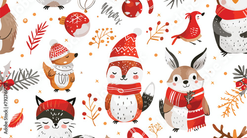 Warm wishes. Cute christmas animals. Graphic vector s photo