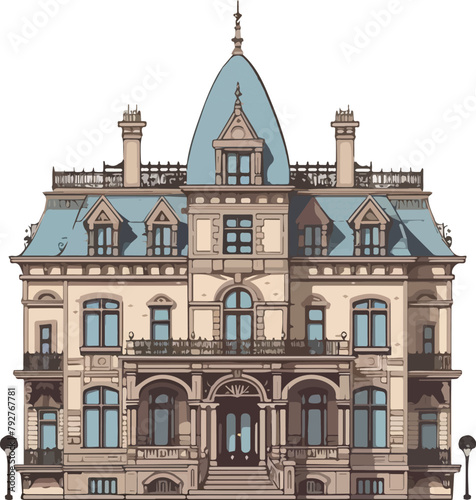 vector illustration of a building in the style of the 19th century