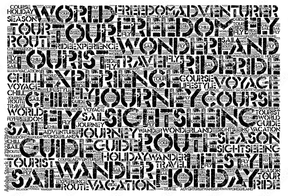 Travel and adventure themed word cloud design