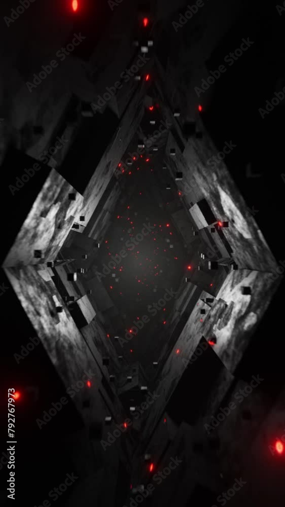 Vertical Dynamic Sci-Fi VJ Loop Tunnel 3d animation