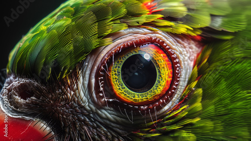 Kolorowe oko papugi w ujęciu macro. © pawe