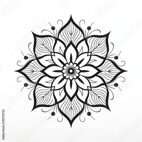 Tattoo symbols. Spiritual occultism Trendy minimal style. flower mandala