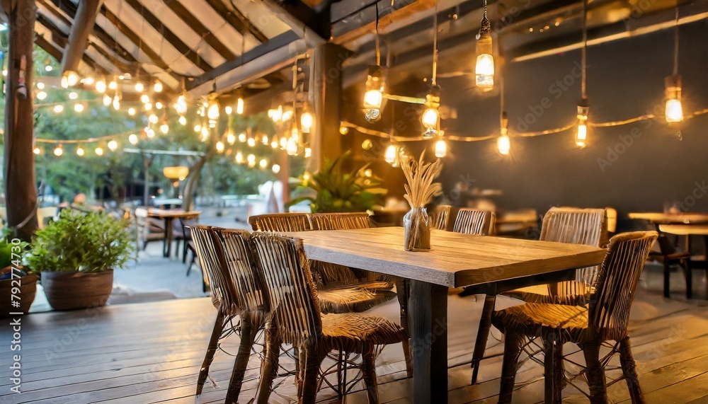 Rustic Charm: Wooden Table and Evening Glow