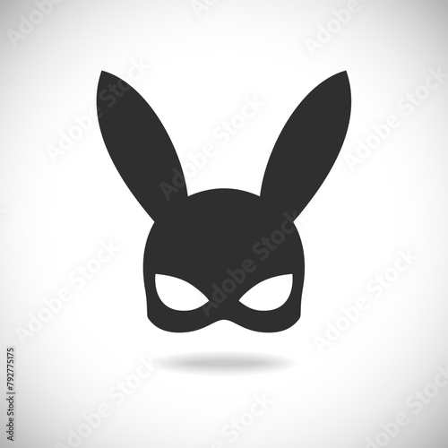 Mask of rabbit graphic icon. Outfit isolated sign on a white background. Vector illustration