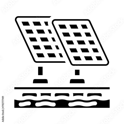 floating solar panel glyph icon vector. floating solar panel sign. isolated symbol illustration