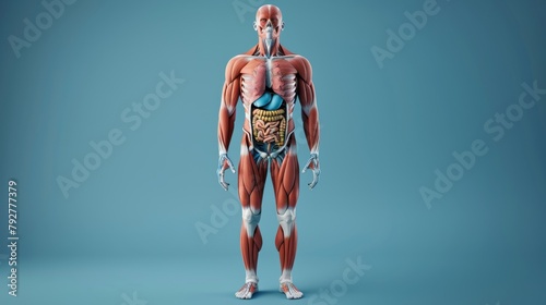 Anatomy of the man's muscular system from the front photo