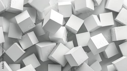 Design with perspective effect of a white cube in a modern 3D illustration