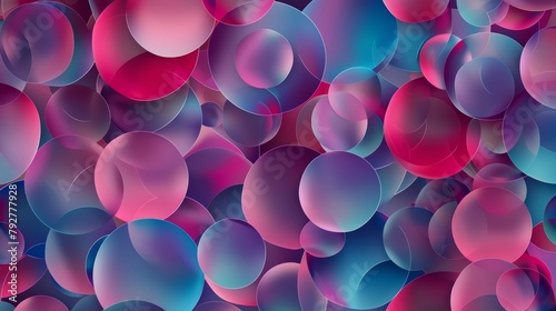 Modern background with transparent circles in different colors. Seamless pattern.