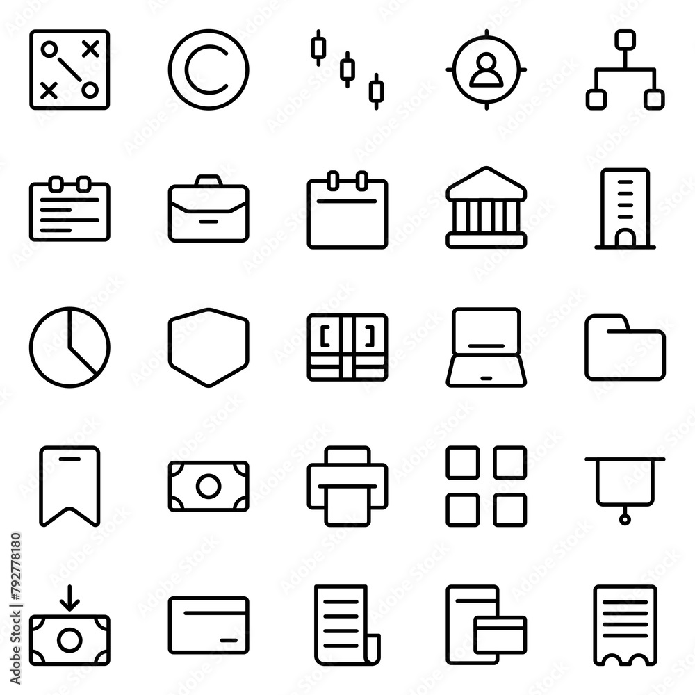 Collection of Basic Business Related Vector Line Icons. Contains Icons like Money, File, Document, Presentation and more. Editable stroke. 48x48 pixels Collection of Basic Business Related Vector Line Icons. Contains Icons like Money, File, Document, Presentation and more. Editable stroke. 48x48 pixels