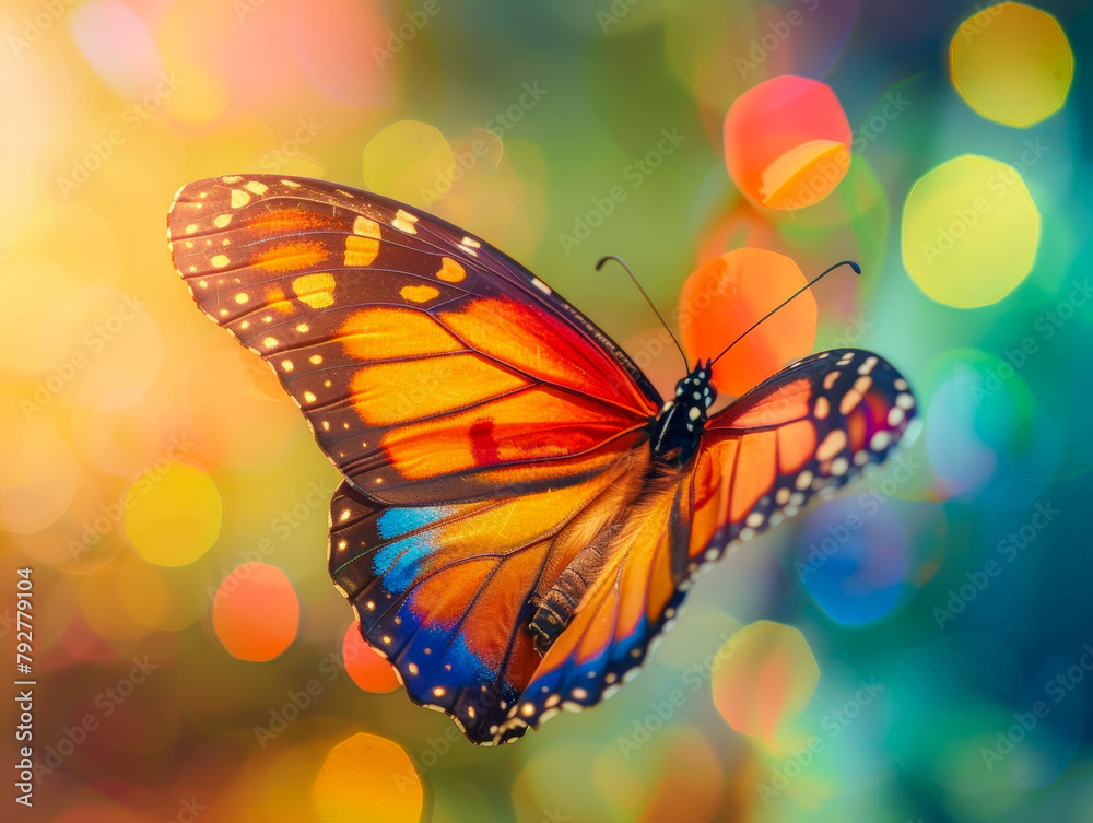A colorful butterfly is flying in the air A colorful butterfly is flying in the air