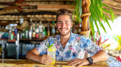 Bartender of a beach bar, seasonal job photo