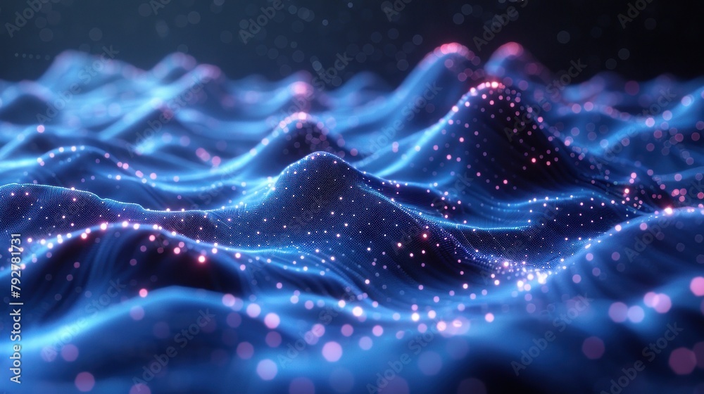 Big Data. Abstract digital mountains range landscape with glowing light dots. Big Data. Abstract digital mountains range landscape with glowing light dots.