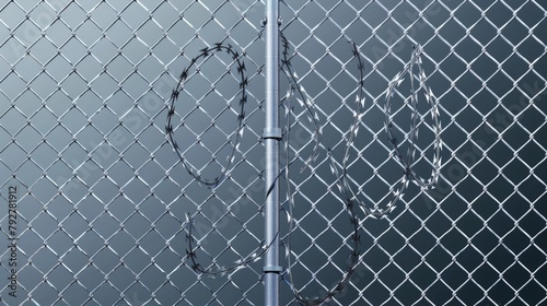 Stainless steel spiral barbed wire fence with spikes, realistic modern illustration on transparent background. Able to guard danger facilities or prisons with doodle element.
