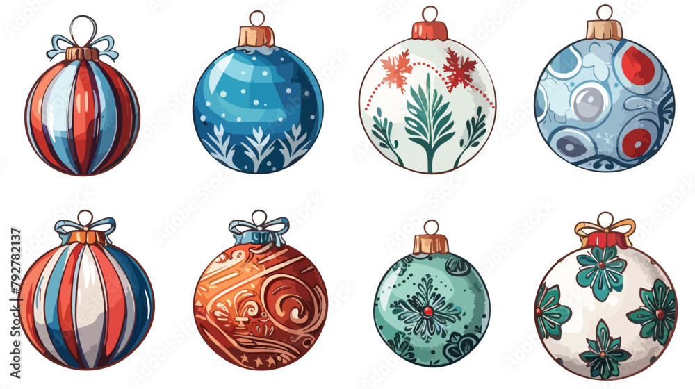 Ball to decorate Christmas tree Hand drawn style vector