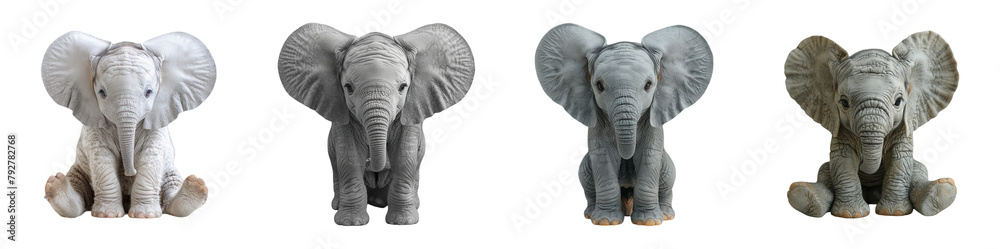 Fototapeta premium collection of baby elephant portraits, generated ai