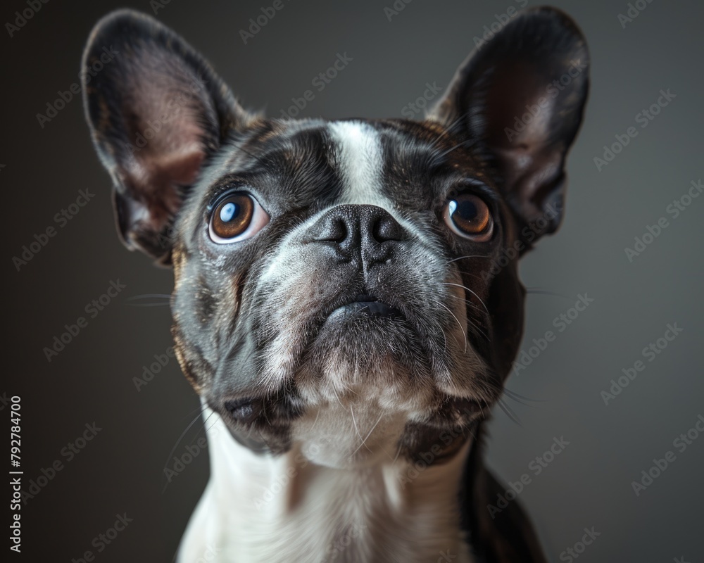 Boston Terrier Puppy in Studio - Little Brown and White Dog with Bulldog and Terrier Mix Features