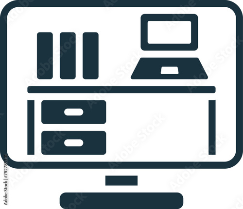 Virtual Workspace icon. Monochrome simple Remote Work icon for templates, web design and infographics