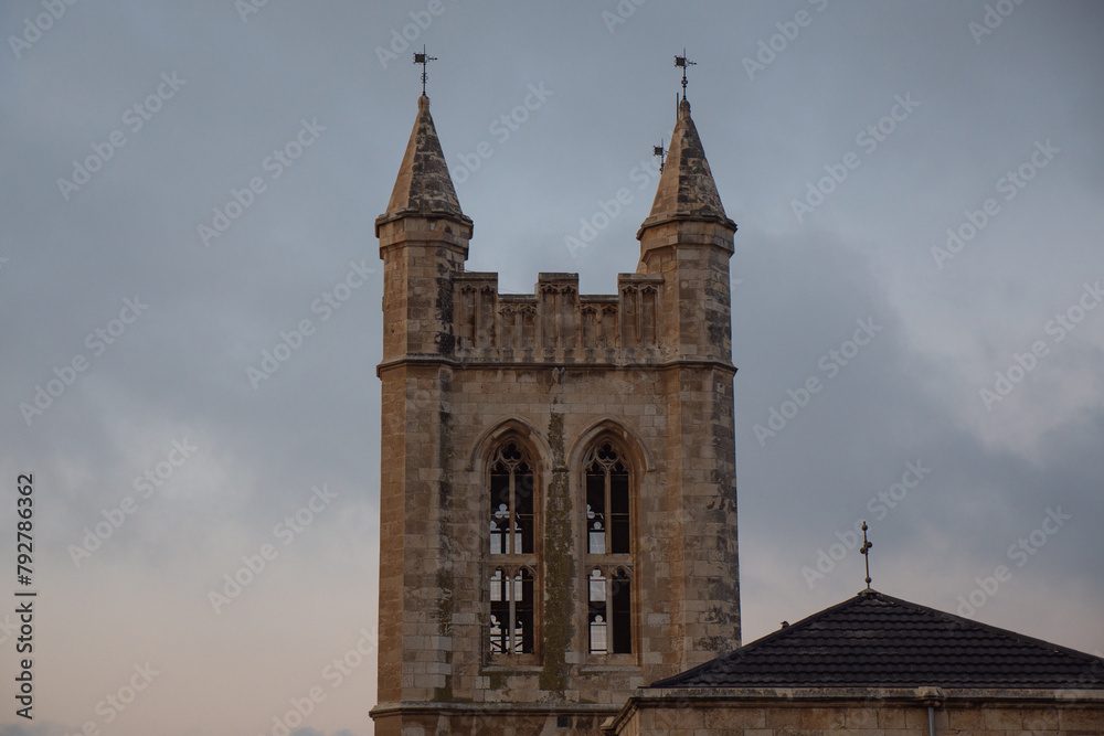 Obraz premium Jerusalem, St. George's Anglican Cathedral in the early morning. Selective focus