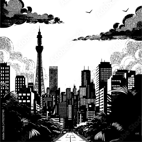 Tokyo Flat Illustration Vector, Flat Vector Art Illustration of Tokyo