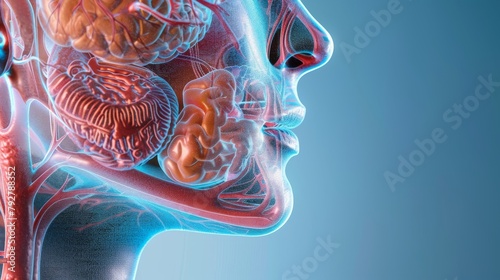 Human nose diagram. Organ anatomy in the nasal cavity. Modern illustration photo