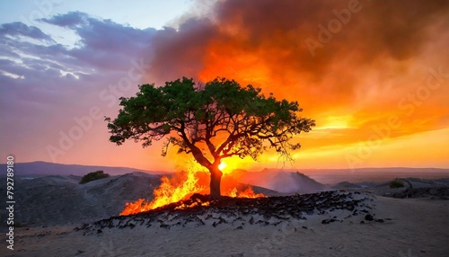 God called Moses from Burning within Bush. Exodus. photo