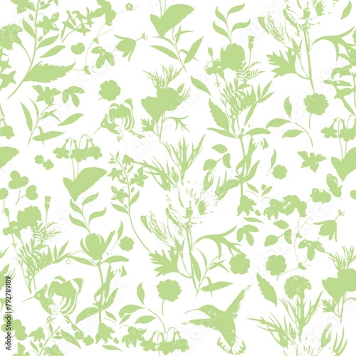 Subtle Nature Print Decorative seamless pattern. Repeating background. Tileable wallpaper print. (ID: 792789189)