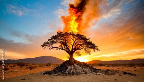 God called Moses from Burning within Bush. Exodus. photo
