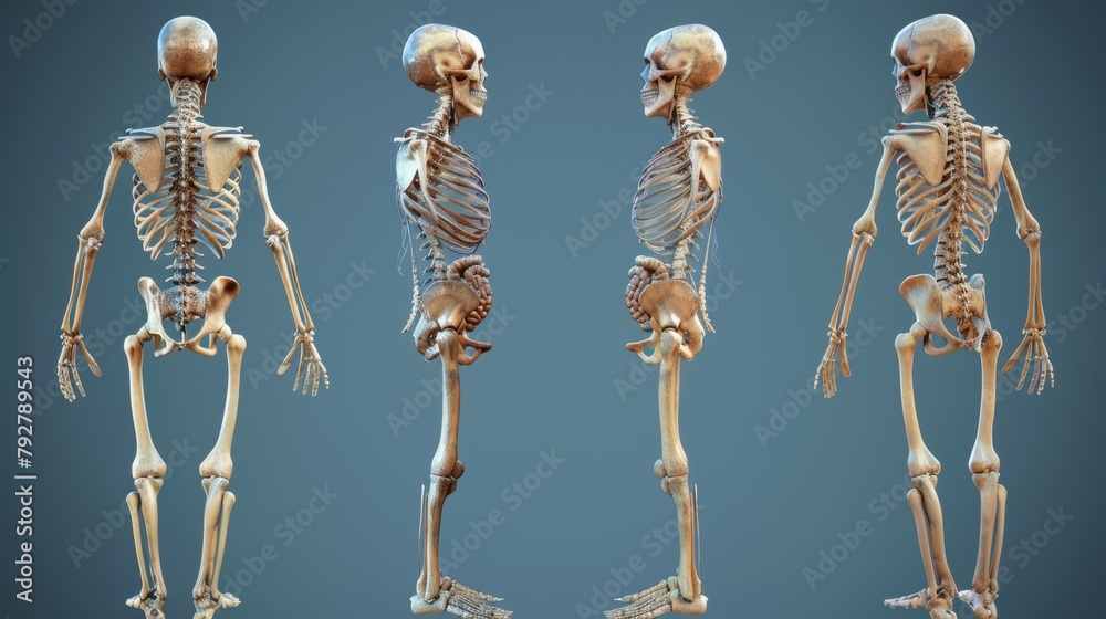 Three positions of the human skeleton.