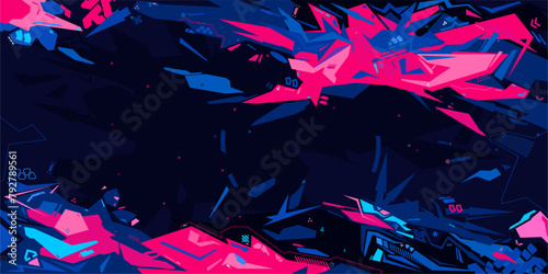 Cool Trendy Cyber Abstract Urban Street Art Graffiti Style Vector Illustration Template Background