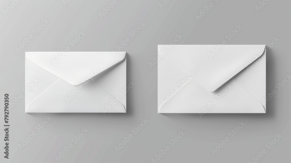 Binder envelope template for DL and square format in white. Modern mockup of envelopes with flaps and letter cover. Mock up of paper folder for documents. Binder envelope template for DL and square format in white. Modern mockup of envelopes with flaps and letter cover. Mock up of paper folder for documents.