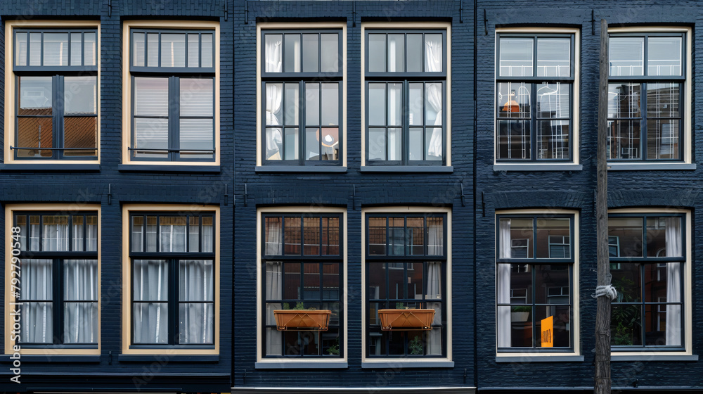 Typical Dutch black facades with a rope