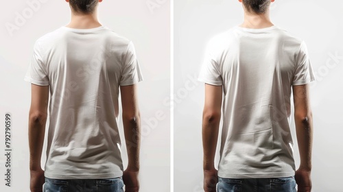 An isolated front and rear view of a t-shirt with a T-shirt design and people concept on it.
