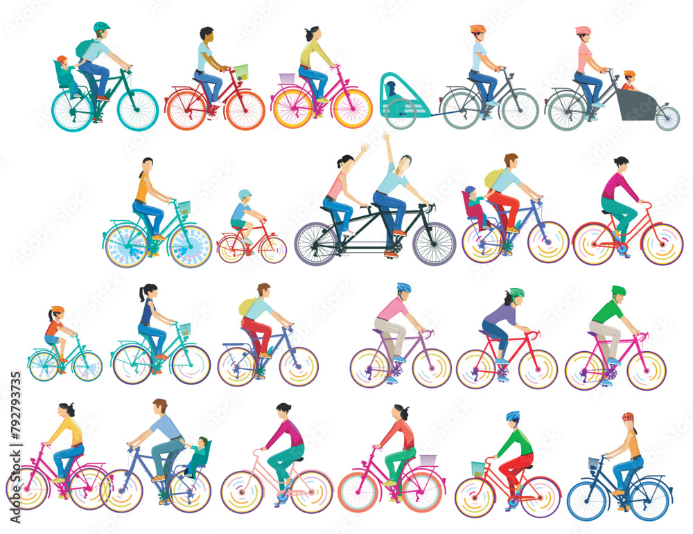 custom made wallpaper toronto digitalEine große Gruppe von Radfahrern isolated illustration