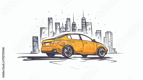 Car sharing or taxi service concept. Vector illustration