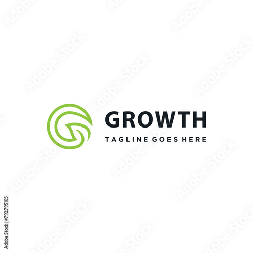 Circular Initial Letter G with Growth Leaves For Health Business Marketing Logo Design