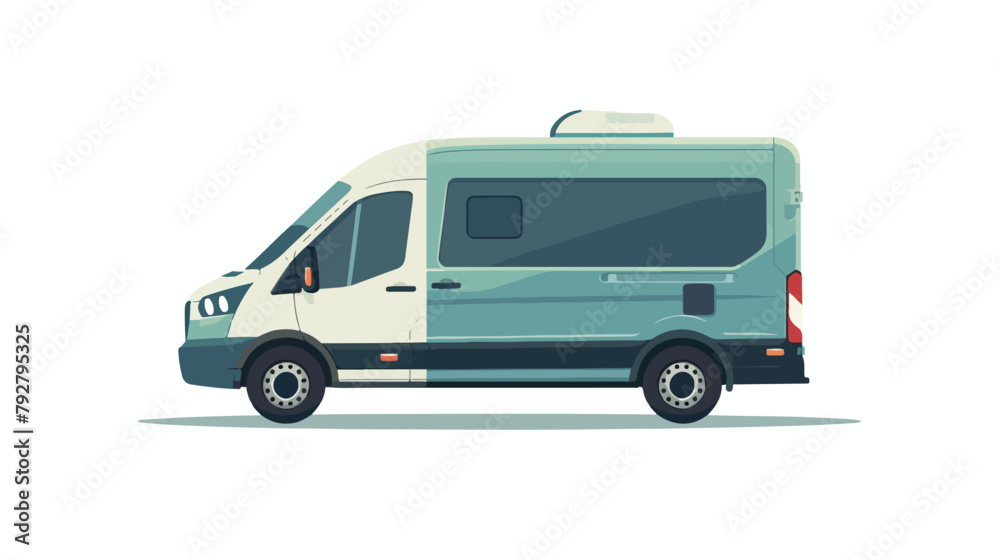 Cargo van with a face masked driver isolated. Vector
