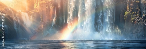 Faroe Island, waterfall serves as a dynamic centerpiece photo